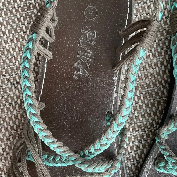 Plaka sandals,brown and teal.New size 8. - Picture 3 of 12